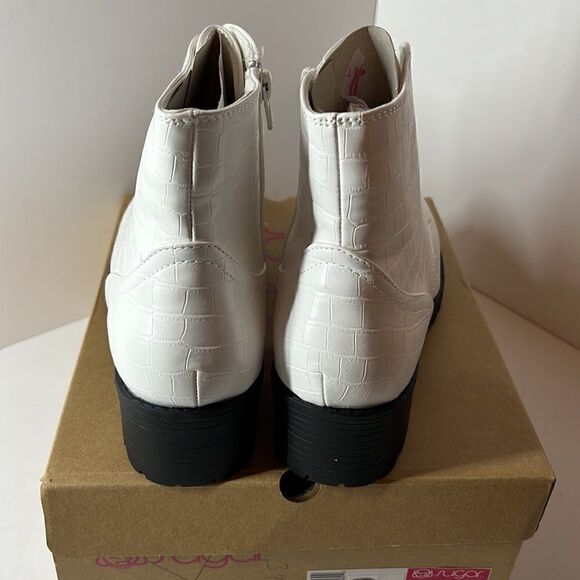 Sugar Obvi Cream Croc Combat Boots size 10M - Picture 3 of 7